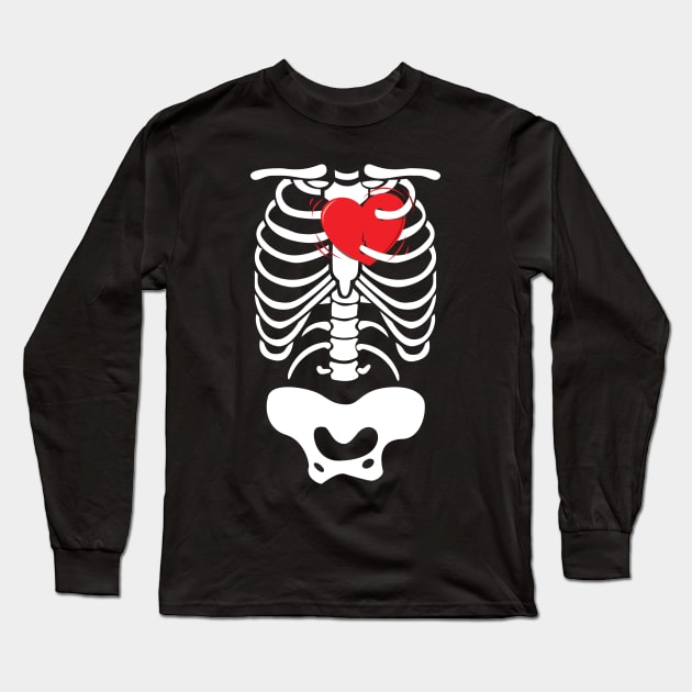 Halloween Skeleton Rib Cage Long Sleeve T-Shirt by Hixon House